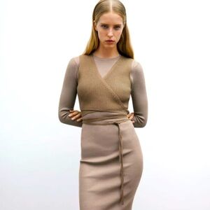 Zara limited edition knitted wrap over crop top